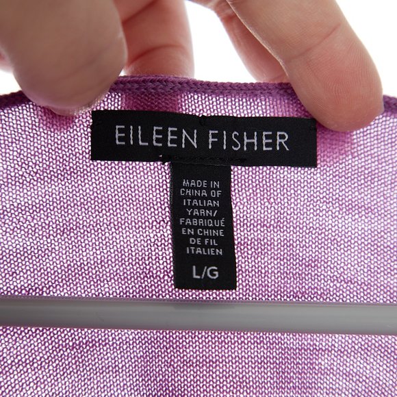 Eileen Fisher Ballet Neck Merino Wool Sweater Purple Women's Large - Picture 5 of 9